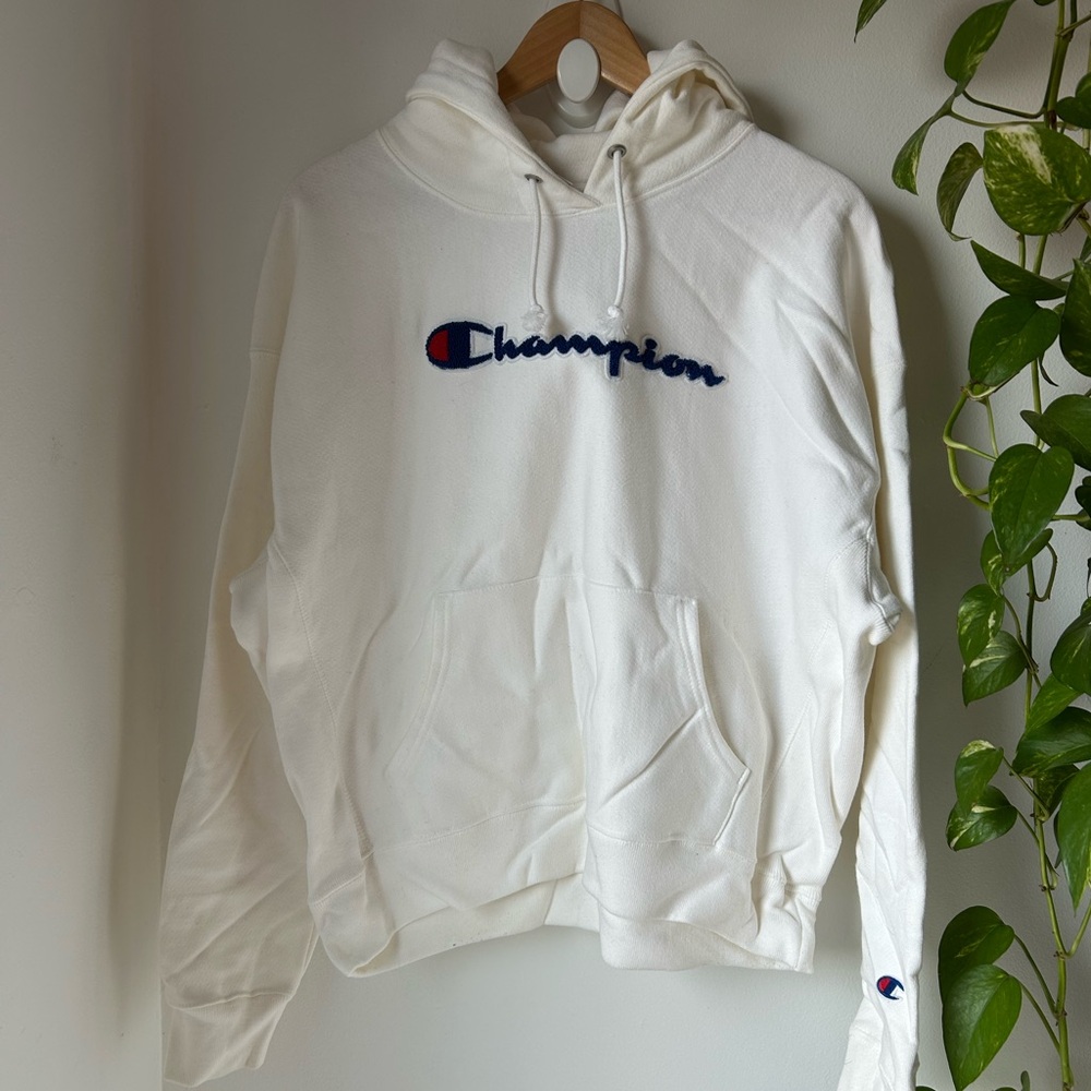 Champion Cream Hoodie with Logo